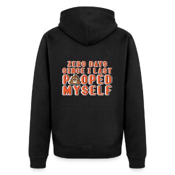 0 Days Since I Last Pooped Myself Pixel - Unisex Premium Organic Zip Hoodie - black - Back - Nico (187cm)