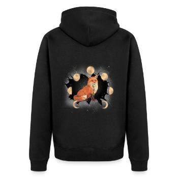 Fox Foxes Mystical Moon Fairy Tale Kids - Unisex Premium Organic Zip Hoodie - black - Back - Nico (187cm)