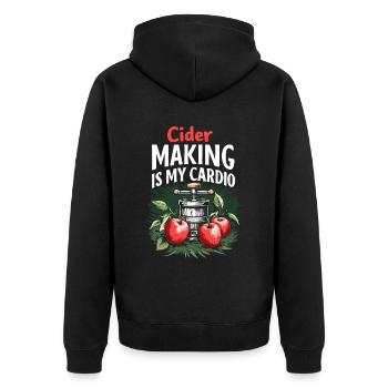 Cidre is my Cardio Fabrication du Cidre Humour - Unisex Premium Bio Zip Hoodie - Schwarz - Hinten - Nico (187cm)