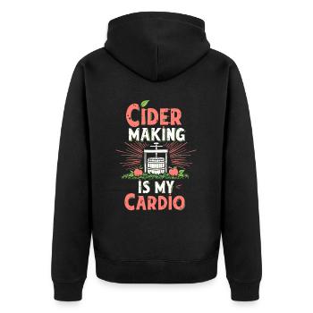Cidre Making is my Cardio Apfelwein Funny - Unisex Premium Bio Zip Hoodie - Schwarz - Hinten - Nico (187cm)