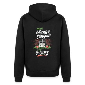 Mon Groupe Sanguin Cidre Humour - Unisex Premium Bio Zip Hoodie - Schwarz - Hinten - Nico (187cm)