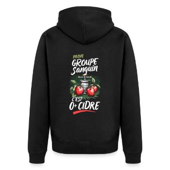 Mon groupe sanguin 0+ Cidre Cider Fun - Veste à capuche bio Premium Unisexe - noir - Dos - Nico (187cm)