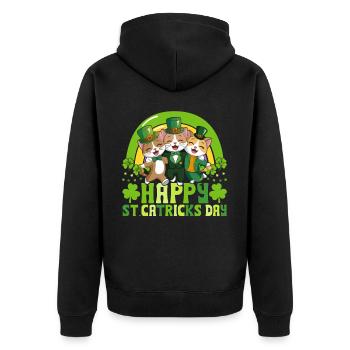 Happy St Catricks Day - Unisex Premium Organic Zip Hoodie - black - Back - Nico (187cm)