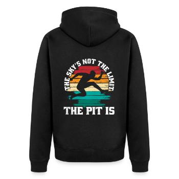 Long Jump Sky's Not The Limit The Pit Is - Unisex Premium Organic Zip Hoodie - black - Back - Nico (187cm)