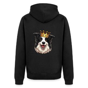 vintage Border Collie Dog - Unisex Premium Bio Zip Hoodie - Schwarz - Hinten - Nico (187cm)
