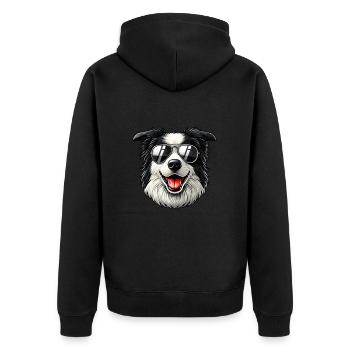 vintage Border Collie Dog - Unisex Premium Bio Zip Hoodie - Schwarz - Hinten - Nico (187cm)