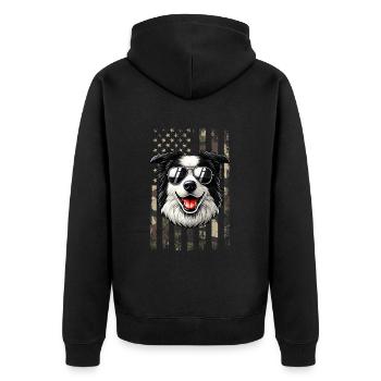vintage Border Collie Dog - Unisex Premium Bio Zip Hoodie - Schwarz - Hinten - Nico (187cm)