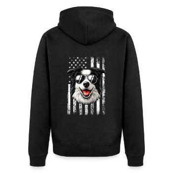 vintage Border Collie Dog - Unisex Premium Bio Zip Hoodie - Schwarz - Hinten - Nico (187cm)