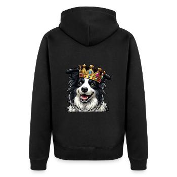 vintage Border Collie Dog - Unisex Premium Bio Zip Hoodie - Schwarz - Hinten - Nico (187cm)