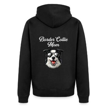 vintage Border Collie Dog - Unisex Premium Bio Zip Hoodie - Schwarz - Hinten - Nico (187cm)