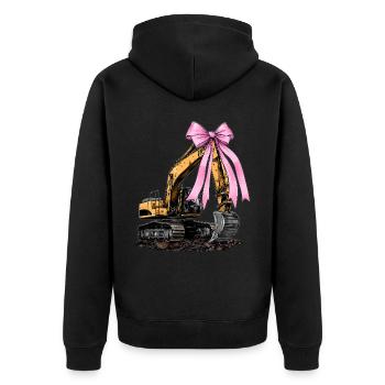 Coquette Bow Baggerführer Bau HEO - Unisex Premium Bio Zip Hoodie - Schwarz - Hinten - Nico (187cm)