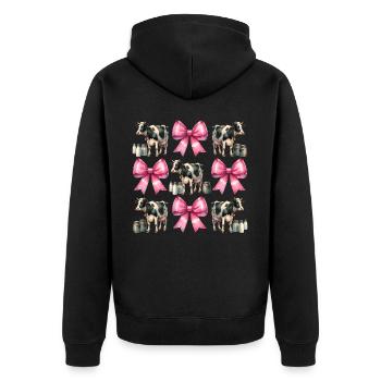 Coquette Bow Vache Fermier Lait Laitier Fermier - Veste à capuche bio Premium Unisexe - noir - Dos - Nico (187cm)