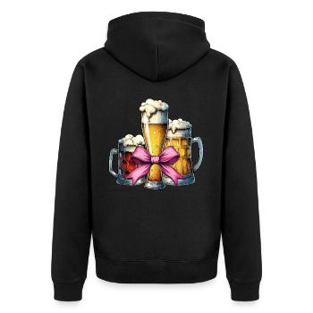 Coquette Bow Craft Beer Muttertags-Brauerei - Unisex Premium Bio Zip Hoodie - Schwarz - Hinten - Nico (187cm)