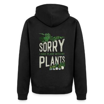 Plant Lover Gardening Sorry I Have - Unisex Premium Bio Zip Hoodie - Schwarz - Hinten - Nico (187cm)