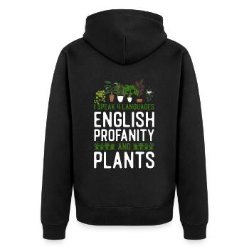 Amateur de plantes Jardinage Je parle 4 - Veste à capuche bio Premium Unisexe - noir - Dos - Nico (187cm)