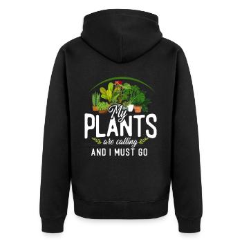 Plant Lover Gardening My Plants - Unisex Premium Bio Zip Hoodie - Schwarz - Hinten - Nico (187cm)