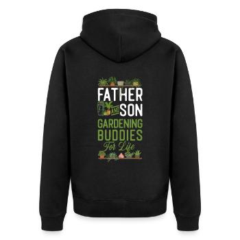 Amoureux des plantes jardinage papa fils - Veste à capuche bio Premium Unisexe - noir - Dos - Nico (187cm)