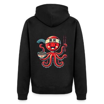 Kawaii Octopus Ramen Lover Nouilles du Japon - Veste à capuche bio Premium Unisexe - noir - Dos - Nico (187cm)