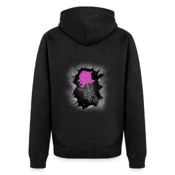 Halloween Fleur Rose Roses Squelette Mort - Veste à capuche bio Premium Unisexe - noir - Dos - Nico (187cm)