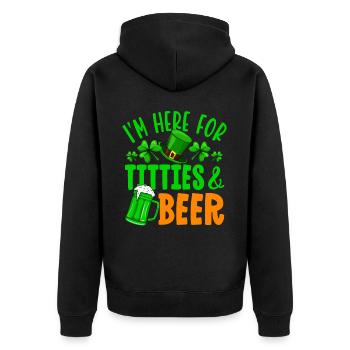 I'm here for titties & beer - Unisex Premium Organic Zip Hoodie - black - Back - Nico (187cm)
