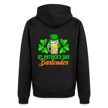 St Patrick's Day Bartender - Unisex Premium Organic Zip Hoodie - black - Back - Nico (187cm)