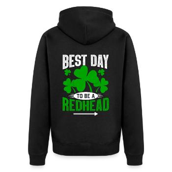 Der beste Tag, um ein Rotschopf zu sein - Unisex Premium Bio Zip Hoodie - Schwarz - Hinten - Nico (187cm)