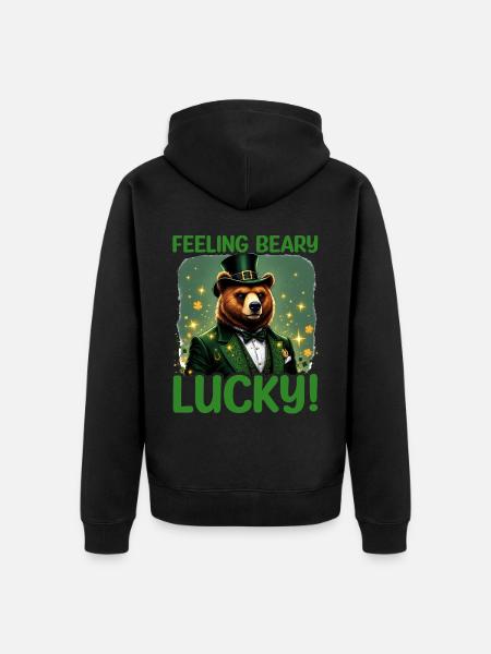 Feeling Beary Lucky - Unisex Premium Organic Zip Hoodie - black