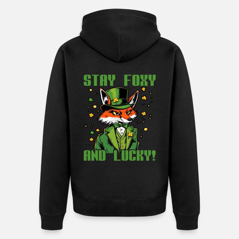 Restez Foxy et Lucky Saint-Patrick - Veste à capuche bio Premium Unisexe - noir