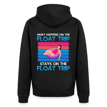 Summer Float Trip River Tubing Party Beach Outfit - Unisex Premium Organic Zip Hoodie - black - Back - Nico (187cm)