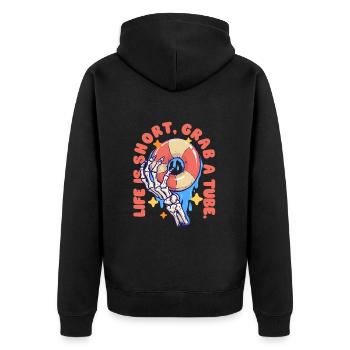 River Tubing Life Is Short Grab A Tube - Unisex Premium Bio Zip Hoodie - Schwarz - Hinten - Nico (187cm)