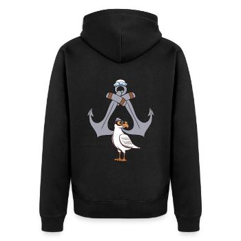anchor sailor maritime seagull seafaring sailor ahoy - Unisex Premium Organic Zip Hoodie - black - Back - Nico (187cm)