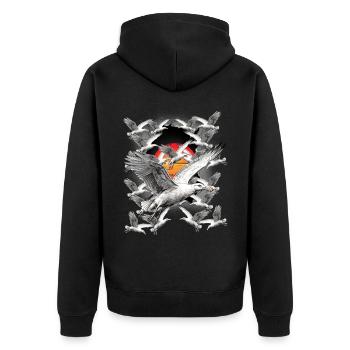 Küste Sonnenuntergang Möwe Möwen Seevögel - Unisex Premium Bio Zip Hoodie - Schwarz - Hinten - Nico (187cm)