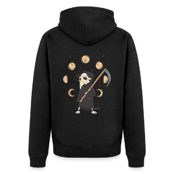 Halloween Pest Tod Sensenmann Mond mystisch - Unisex Premium Bio Zip Hoodie - Schwarz - Hinten - Nico (187cm)