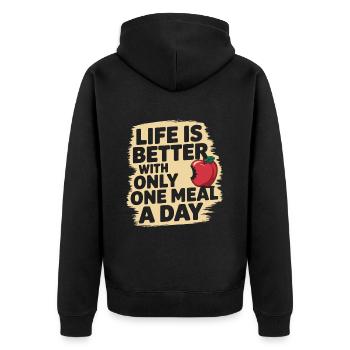 Intermittent fasting Intermittent fasting - Unisex Premium Organic Zip Hoodie - black - Back - Nico (187cm)