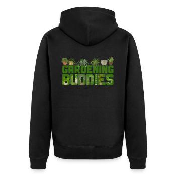 Plant Lover Gardening Besties - Unisex Premium Bio Zip Hoodie - Schwarz - Hinten - Nico (187cm)