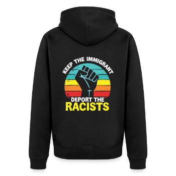 Antiracisme Diversité, justice et égalité - Veste à capuche bio Premium Unisexe - noir - Dos - Nico (187cm)