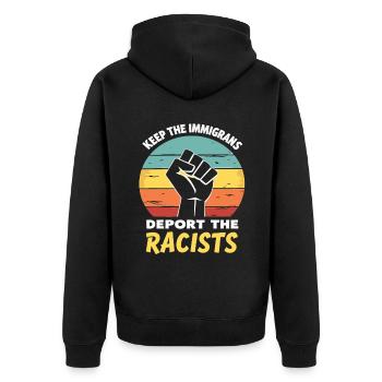 Antiracisme Diversité, justice et égalité - Veste à capuche bio Premium Unisexe - noir - Dos - Nico (187cm)