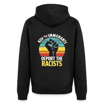 Antiracisme Diversité, justice et égalité - Veste à capuche bio Premium Unisexe - noir - Dos - Nico (187cm)