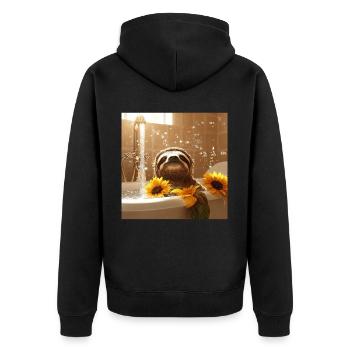 Faultier - Unisex Premium Bio Zip Hoodie - Schwarz - Hinten - Nico (187cm)