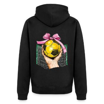 Coquette Bow Handball Mothers Day Pink Ribbon Mom - Unisex Premium Bio Zip Hoodie - Schwarz - Hinten - Nico (187cm)