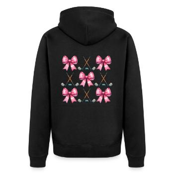 Coquette Bow Bâton de Hockey Puck Fête des Mères Rose - Veste à capuche bio Premium Unisexe - noir - Dos - Nico (187cm)