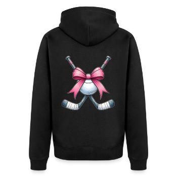 Coquette Bow Street Hockey Stick Ball Fête des Mères - Veste à capuche bio Premium Unisexe - noir - Dos - Nico (187cm)