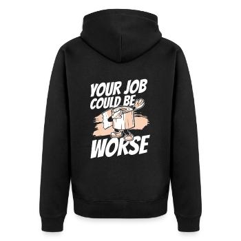 Drôle '0 jours depuis que j’ai fait caca pour la dernière fois - Veste à capuche bio Premium Unisexe - noir - Dos - Nico (187cm)