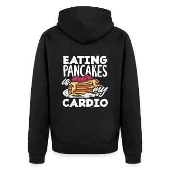 Pfannkuchen Essen Ist Mein Cardio - Unisex Premium Bio Zip Hoodie - Schwarz - Hinten - Nico (187cm)