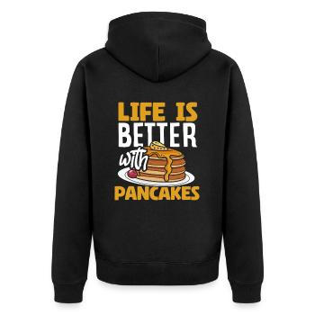 Life is better with pancakes - Unisex Premium Organic Zip Hoodie - black - Back - Nico (187cm)