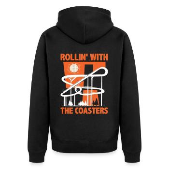 Achterbahnstrecke Achterbahnliebhaber Völker - Unisex Premium Bio Zip Hoodie - Schwarz - Hinten - Nico (187cm)