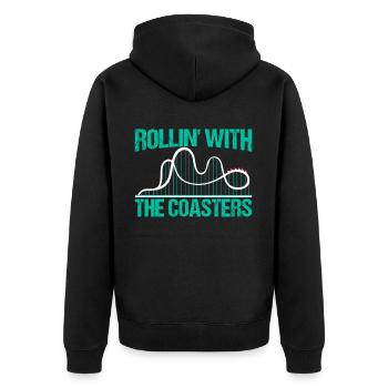 Achterbahnstrecke Achterbahnliebhaber Völker - Unisex Premium Bio Zip Hoodie - Schwarz - Hinten - Nico (187cm)