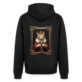 Medieval Cat in Picture Frame Art Crown - Unisex Premium Organic Zip Hoodie - black - Back - Nico (187cm)