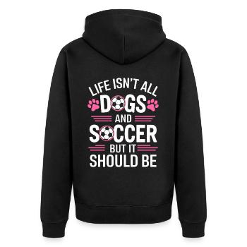 Soccer Disant Chiens Drôle Joueur de Football Cadeau - Veste à capuche bio Premium Unisexe - noir - Dos - Nico (187cm)