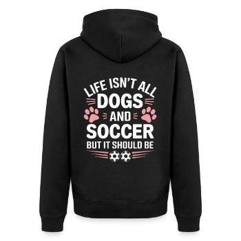 Soccer Disant Chiens Drôle Joueur de Football Cadeau - Veste à capuche bio Premium Unisexe - noir - Dos - Nico (187cm)